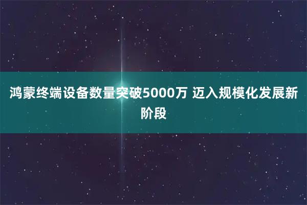 鸿蒙终端设备数量突破5000万 迈入规模化发展新阶段